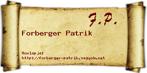 Forberger Patrik névjegykártya